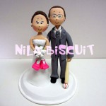 Bonecos do bolo de casamento com noiva q luta boxe