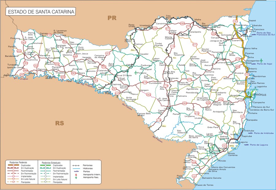 Mapa Santa Catarina Rodoviario