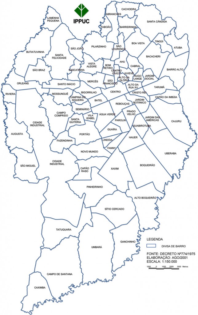 Mapa de Curitiba bairros
