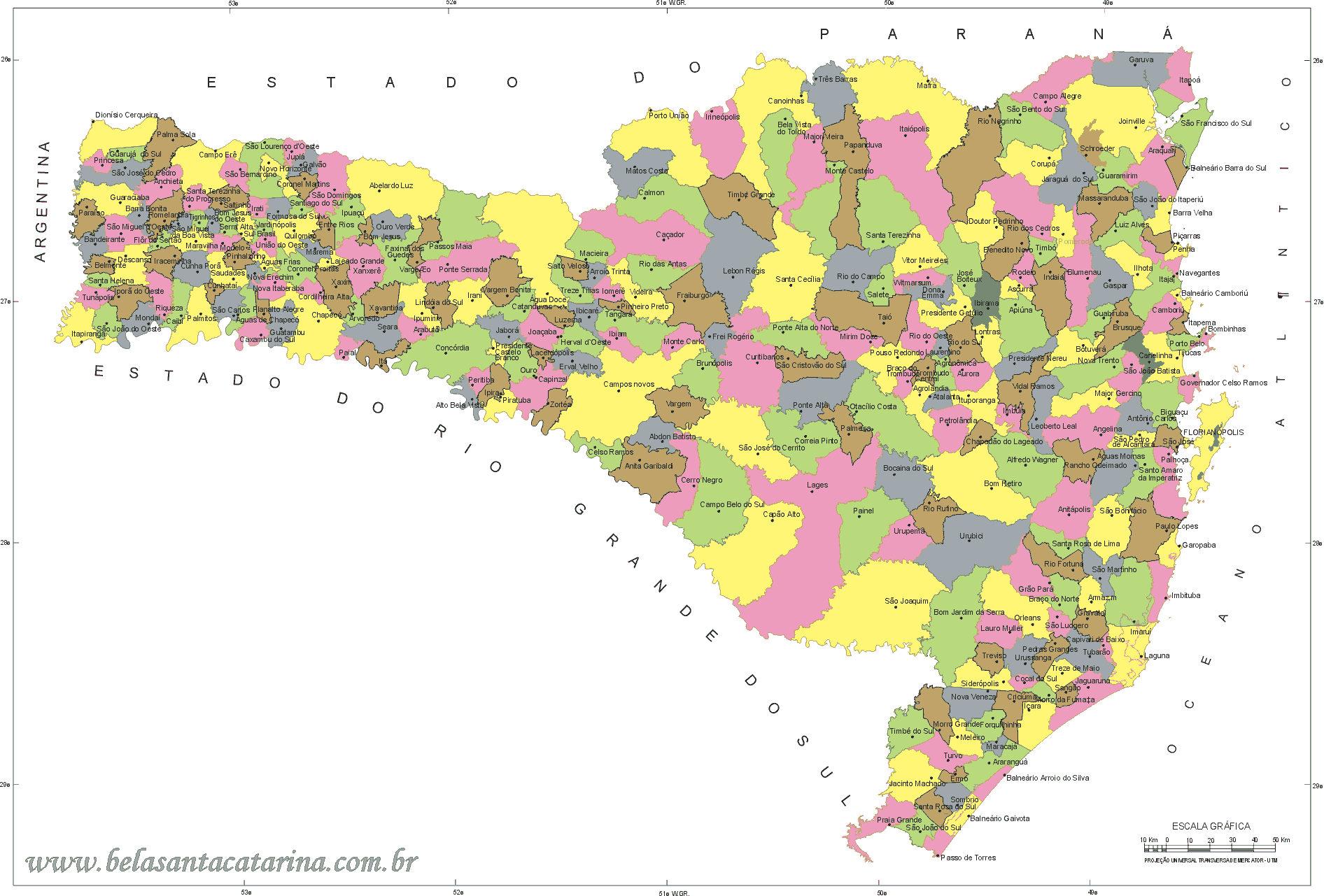 Mapa Político De Santa Catarina - Minuto LigadoMinuto Ligado