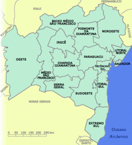 Mapa da regiões turisticas da Bahia