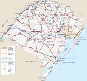Mapa rodoviario do Rio Grande do Sul