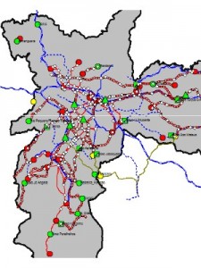 mapa corredores de onibus sp