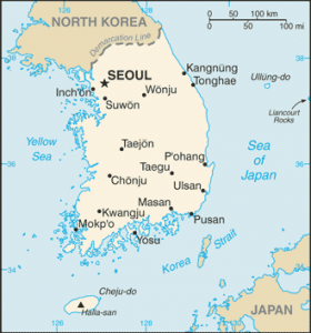 mapa coreia do sul