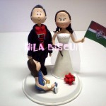 Bonecos do bolo de casamento com filha do casal