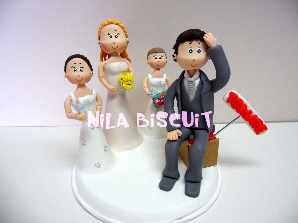 Miniatura personalizada dos noivos com filhas