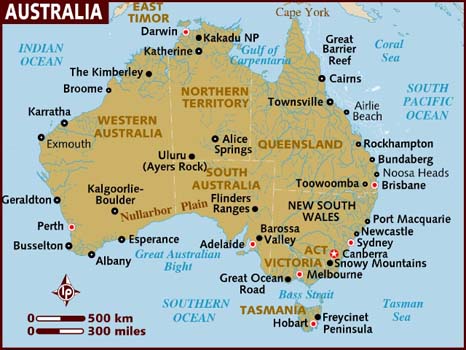 mapa da australia
