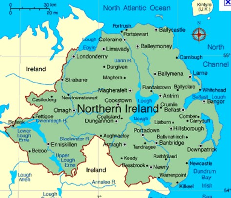 mapa irlanda norte
